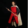 thumbnail image 2 of Mythrojan Viking Hooded Cloak Cape Halloween Costume Cloak Medieval Woolen Cloak with Hood for Men, Women - Ecru, Large Size, 2 of 5