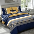 thumbnail image 2 of Davulos Blue Beds in a Bag, 6 Pieces Full Comforter Set Geometric Pattern Bedding Sets with Comforter, Flat Sheet, Fitted Sheet, 2 Pillowcases & 1 Decorative Pillowcase, 2 of 10