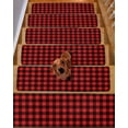 thumbnail image 2 of Stair Treads for Wooden Steps, Black Red Plaid Peel and Stick Stair Treads with Adhesive, Vintage Rustic Buffalo Checked Gingham Non Slip Indoor Stairs Runner Rugs Mats for Elders Dogs 8"x30"4PCS, 2 of 7