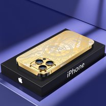 Full Metal Protective Armor Case for iPhone 13 Pro Max 6.7 inch, Luxury Shockproof Slim Fit Anti Fingerprint [Military Grade Protection] Phone Case Cover for iPhone 13 Pro Max, #2 Gold