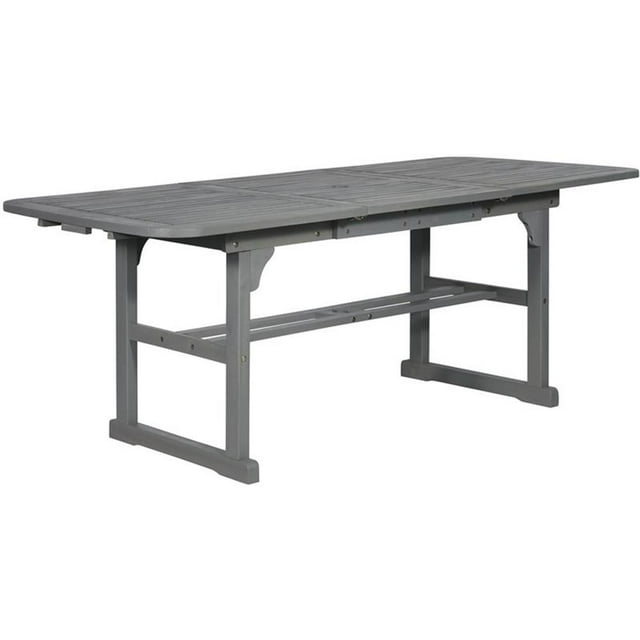 Pemberly Row Transitional Extendable Patio Dining Table in Gray Wash