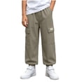 thumbnail image 2 of HAOTAGS Boys Cargo Pants (5-15) Elastic Waist Pockets Loose Ankle Pants Nylon Spandex Green Size 9, 2 of 10