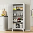 thumbnail image 6 of Metal Pantry Cabinet, 61" Tall Kitchen Pantry Storage Cabinet with Doors and Adjustable Shelves, Food Pantry Cabinet with Adjustable Leveling Foot for Kitchen, Living Room, Dinning Room (White), 6 of 8