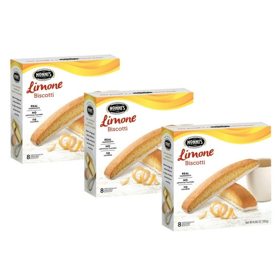3 Boxes of Nonnis Biscotti, Limone, 8 per Box for Total of 24 Biscotti