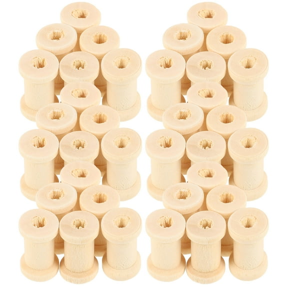 Raindrops 100Pcs Diy Craft Beige Wood Spools For Amateurs Yarn Spool Thread Storage