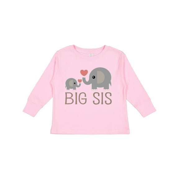 Inktastic Big Sis Elephant Girls Long Sleeve Toddler T-Shirt