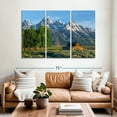 thumbnail image 2 of Elephant Stock Grand Teton Mountains Barn Wall Art - Horizontal Multi Panel Canvas - Living Room Wall Decor - Nature Multi Panel - Green And Blue Decor - 65" x 42", 2 of 4