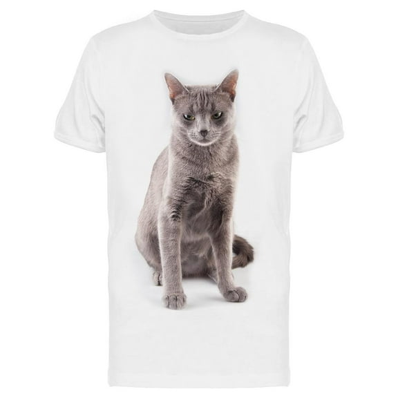 Cheeky Russian Blue Cat  T-Shirt Men -Image by Shutterstock, Male 3X-Large