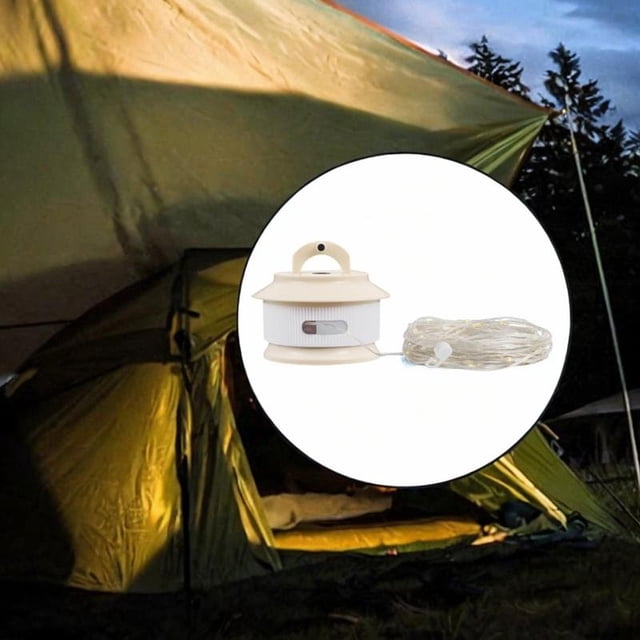 Luces de campamento Ambiente Ambiente Almacenamiento Lámpara LED colgante larga y portátil con 5 modos de iluminación para dosel al aire libre Beige