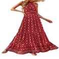 thumbnail image 1 of EIMELI Femmes Été Casual Robe Licol Cou Boho Plage Robe Creuse Sans Manches Dos Volants Robe Longue, 1 of 6