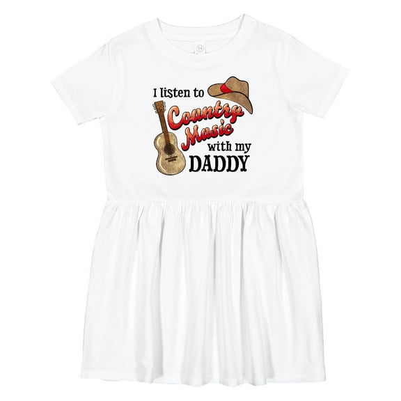 Inktastic I Listen to Country Music with My Daddy Guitar and Hat Girls Toddler Dress