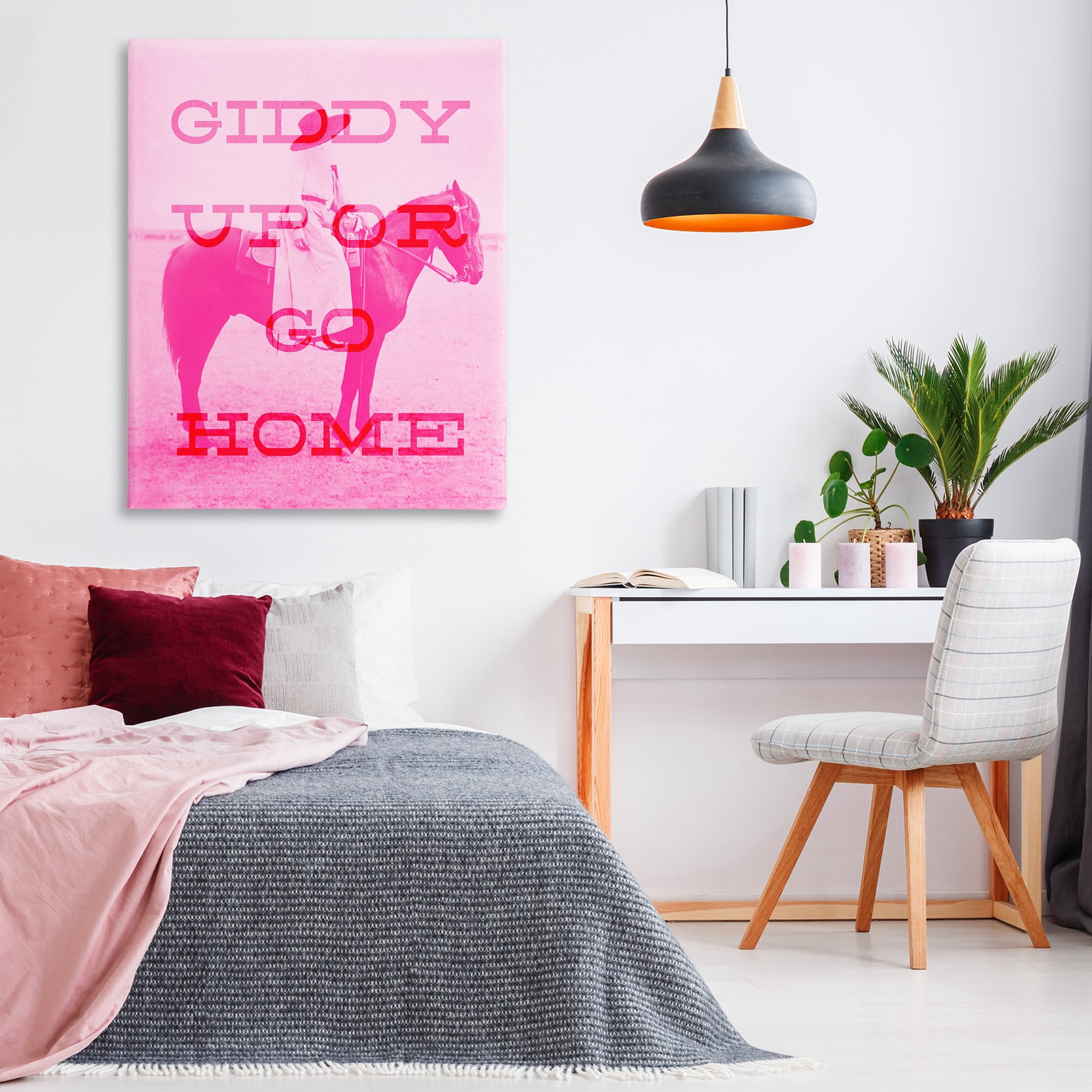Stupell Industries Giddy Up or Go Home Animals Painting Wrapped Canvas Art Print Wall Art, 36 x 48