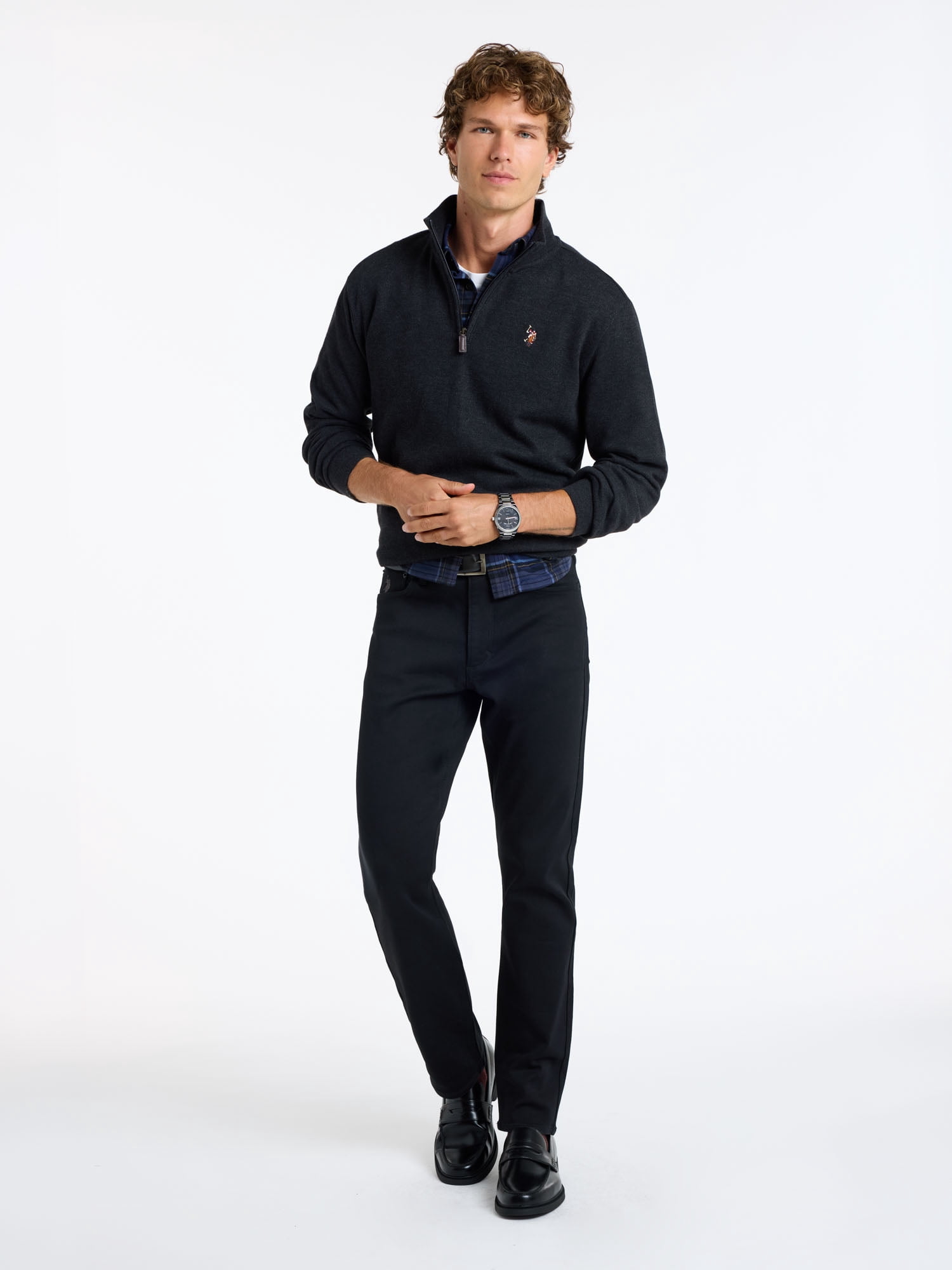 U.S. Polo Assn. Men's Quarter Zip Flatback