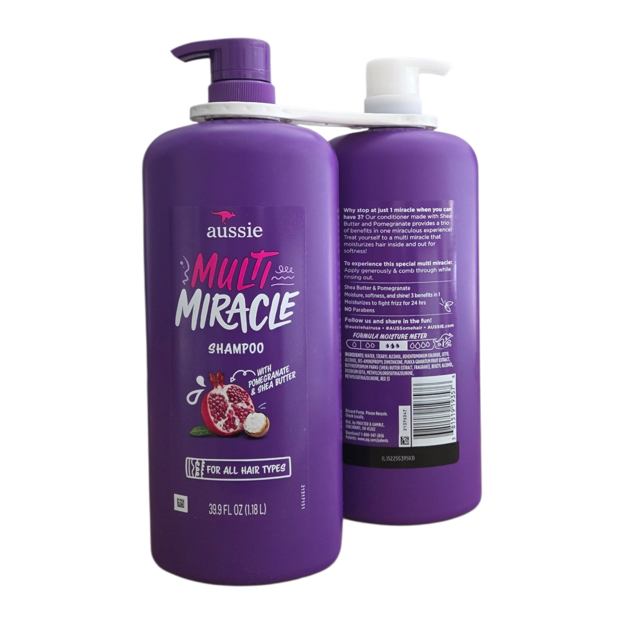 Aussie Multi Miracle Shampoo & Conditioner Set, Pomegranate & Shea Butter, 39.9 fl oz Each