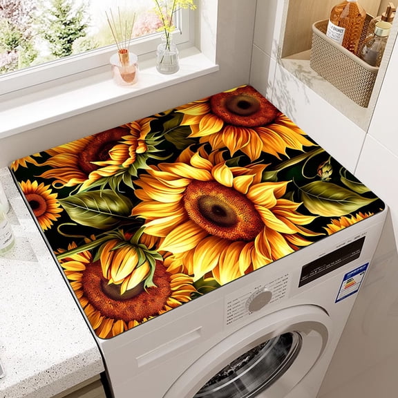 Nvzi -b washing machine dryer dust mat, used for top creative washing machine dust mat, quick drying water absorbing mat, kitchen laundry room top protective mat ( 19.7*19.7in,A56)