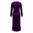thumbnail image 6 of IROINNID Formal Dress for Women Wedding Guest Evening Party Formal Dress Strapless Solid Color Block Button Off The Shoulder Long Sleeve Jumpsuit Wide Leg Pants Rompers,Purple, 6 of 6