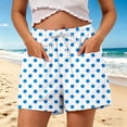thumbnail image 2 of Women's Polka Dot Drawstring Shorts Elastic Waist Casual Beach Shorts with Side Pockets Summer Lightweight Loungewear Blue XXL(XXL), 2 of 6