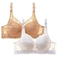 thumbnail image 1 of Puntoco Bralettes para mujer, 2 piezas, ropa interior con hebillas delanteras y estampado de leopardo, sin cierre de acero, 1 of 2