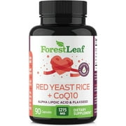 Forest Leaf Red Yeast Rice Supplement with COQ 10, Flaxseed & Alpha Lipoic Acid, 90 Count