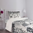 thumbnail image 3 of Ambesonne Grey Quilted Bedspread Set 2 Pcs, Muted Tone Laurel Leaves Print, Twin Size, Purpleblue Off White, 3 of 4