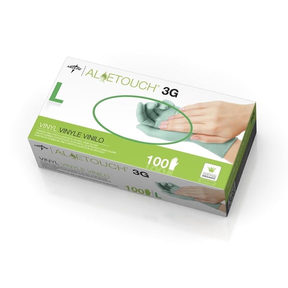 Aloetouch 3G Powder-Free Latex-Free Synthetic Exam Gloves , Large, 100ct