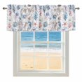 thumbnail image 4 of Kitchen Valances for Window, Marine Shell Jellyfish Coral Starfish Light Filtering Rod Pocket Valance Curtain, Ocean Life on Postmark Short Curtains Window Topper for Bedroom Living Room 42x12in, 4 of 9