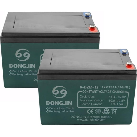 4 Pack of 6-DZM-12 12V 12Ah Battery AGM Motorcycle Batteries & Charger for ATV Scooter Go Kart Golf Cart