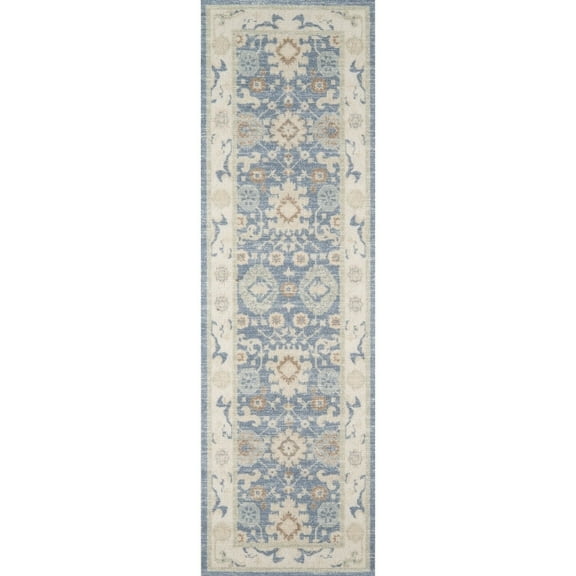 Momeni Anatolia Wool and Nylon Area Rug 2'3" X 7'6" Runner Light Blue