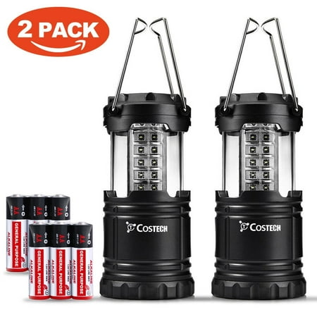 Costech Ultra Bright Camping Lantern, 30 LED Portable Outdoor Lights, Hanging Flashlight Camping Gear Equipment with Batteries, Set of