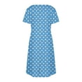 thumbnail image 3 of UPPADA Robe d'Été Décontractée pour Femme, Unie, à Col en V, à Manches Courtes, Grande Taille, Style Bohème, Robe de Plage Confortable, Longueur Genou, Fluide, avec Poches, Robes d'Été Bleu, G, 3 of 7
