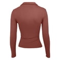 thumbnail image 3 of LiuXxxx Women's Long Sleeve Crew Neck Slim Fit Casual Basic Soft Tee Brick Red L, 3 of 8