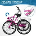 thumbnail image 6 of MOPHOTO 20" Adult Folding Tricycle, Unisex 7 Speed 3 Wheeler Bicycle, Rose-red, 6 of 10