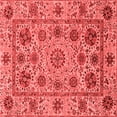 thumbnail image 1 of Ahgly Company Machine Washable Indoor Square Abstract Red Modern Area Rugs, 3' Square, 1 of 4