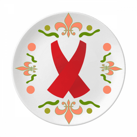 

Red Ribbon Awareness World AIDS Day Flower Ceramics Plate Tableware Dinner Dish