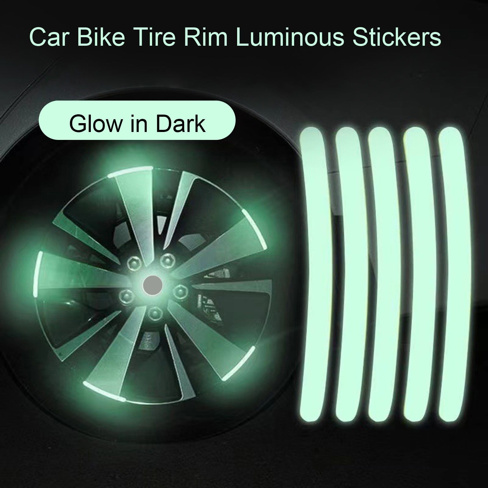 HYDa 10/20/40Pcs Car Wheel Decals Daytime Rainbow Effect Glow in Dark