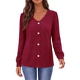 thumbnail image 3 of Fantaslook Tops for Women V Neck Long Sleeve Blouses Eyelet Casual Fall Shirts Trendy, 3 of 9