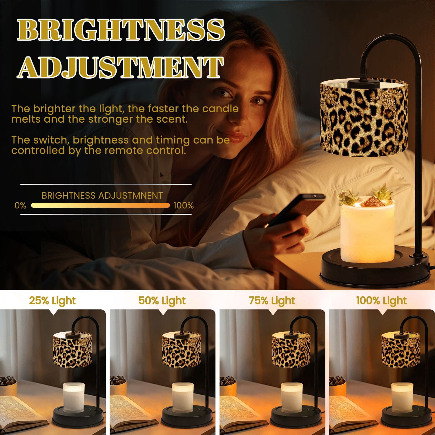 Candle Warmer Lamp with Timer Dimmer leopard colorful animal Candle Lamp Warmer for Jar Candle with 4 Bulbs Gifts for Women House Warming Gifts