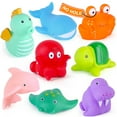 LotFancy 8Pcs Bath Toys for Toddler Infant, No Hole Mold Free Sea Animal Baby Bath Tub Toys