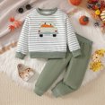thumbnail image 2 of YIWULA Toddler Baby Boy Halloween Outfit Pumpkin Excavator Print Long Sleeve Sweatshirts Joggers Pants Fall Clothes Set(2-3 Years,Green), 2 of 6