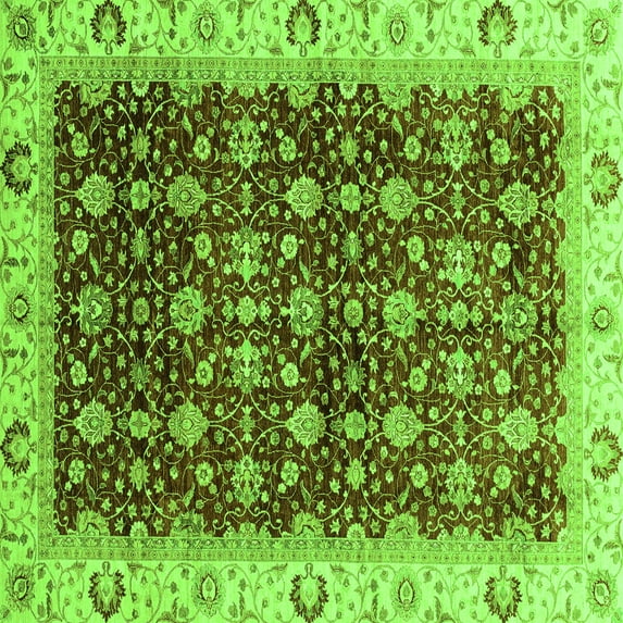 Ahgly Company Indoor Square Abstract Green Modern Area Rugs, 3' Square