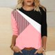 thumbnail image 2 of Elegante blusa de manga corta con cuello redondo retro para mujer con estampado de manga tres cuartos OAVQHLG3B Store lin121212, 2 of 4