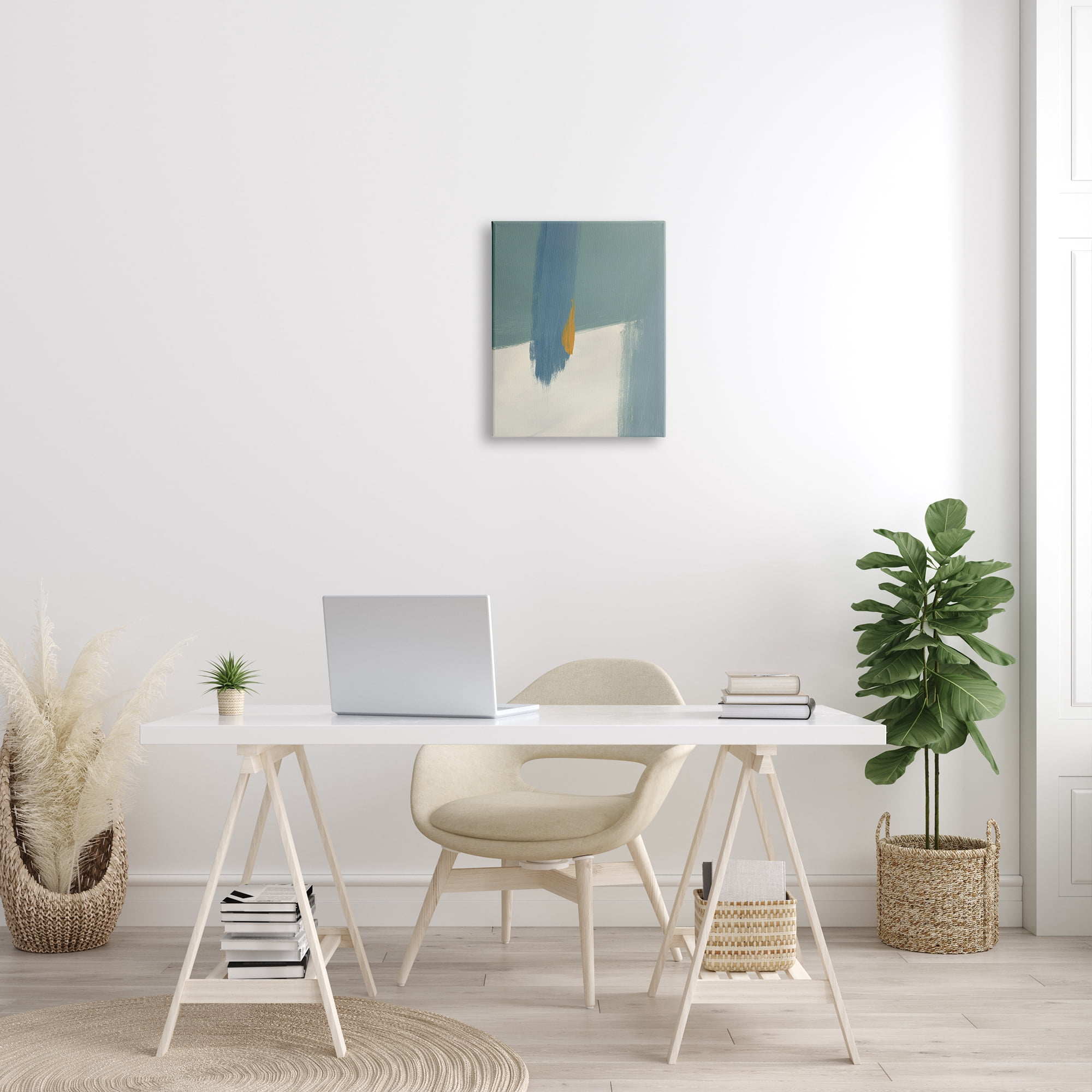 Stupell Industries Abstract Blue Green Brush Strokes On Off-White, 16 x 20, Designed by Bronwyn Baker