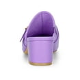 thumbnail image 2 of BLISSFUL STEP Women's Shoes Buckle Strap Pointed Toe Chunky Heel PU Vamp Mule Shoes Purple 6, 2 of 7