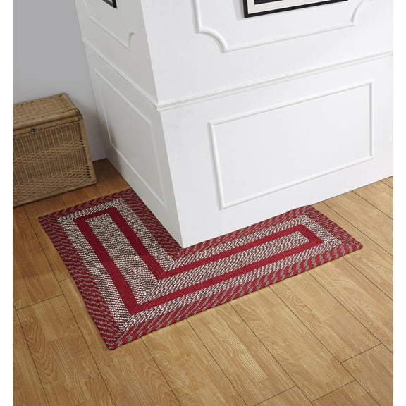 Better Trends L-Shaped Braided Rug, 20" x 48" x 48", Reversible 100% Polypropylene Indoor Corner Area Rug, Newport Collection – Barn Red
