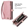 thumbnail image 4 of for iPhone 13 Pro Wallet Case, Durable PU Leather 2-in-1 Detachable Magnetic Flip Phone Case for iPhone 13 Pro Case Wallet with Card Holder Slots Zipper Pouch for Women Men, Pink, 4 of 6