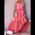 thumbnail image 4 of Vestido de Verano para Mujer, de Algodón, Sin Mangas, con Cuello Halter, Informal, Bohemio, Holgado, Rosa XL, 4 of 7