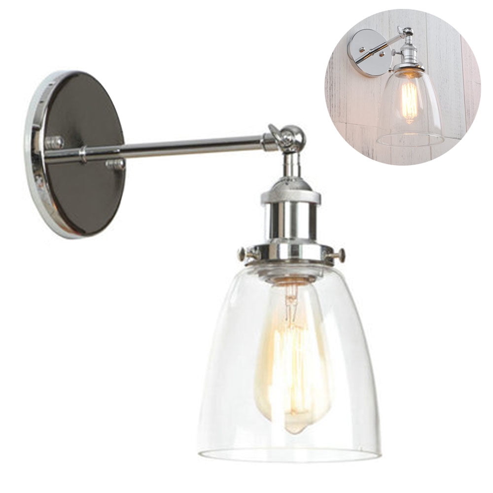 Pathson Industrial Retro Plug in Wall Light Sconce Lamp Fixture Black Wall Wash Light with Clear Glass Lampshade for Loft Bar Kitchen Restaurant