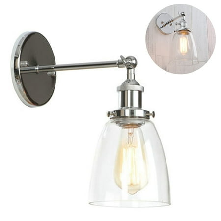 

Vintage Wall Sconce Clear Glass Shade Vanity Light Indoor Wall Lighting Fixtures for Bathroom Bedside Garage Porch Cafe Club