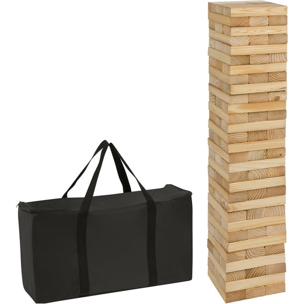 90 Piece 3' Tall Giant Wooden Stacking Puzzle Game with Carry Case by  Trademark innovations