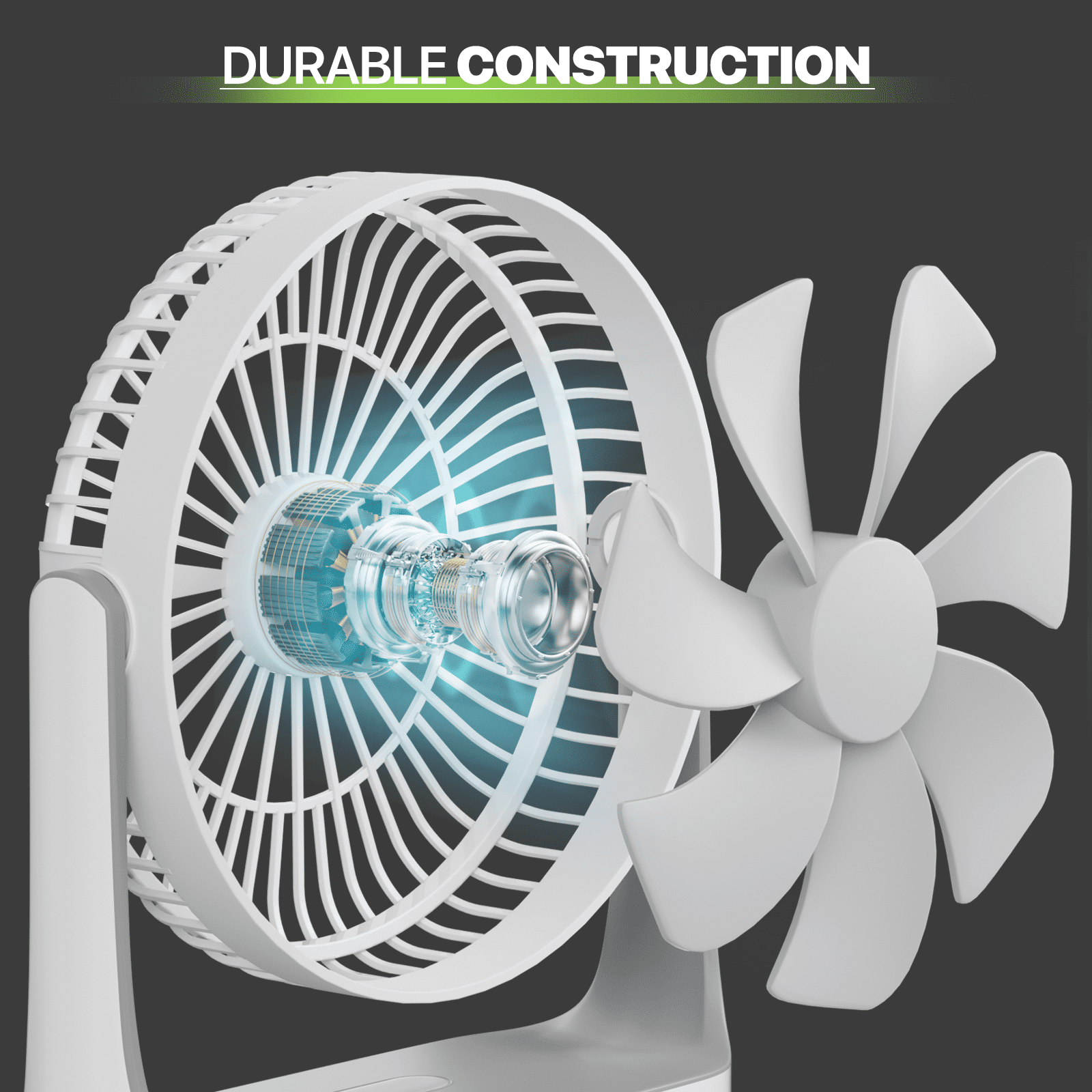Magshion USB Desktop Fan, Rechargeable Wall Mounted Hanging Fan with LED Light and Hook, Speed Adjustable Air Cooler Fan For Home Bedroom, White